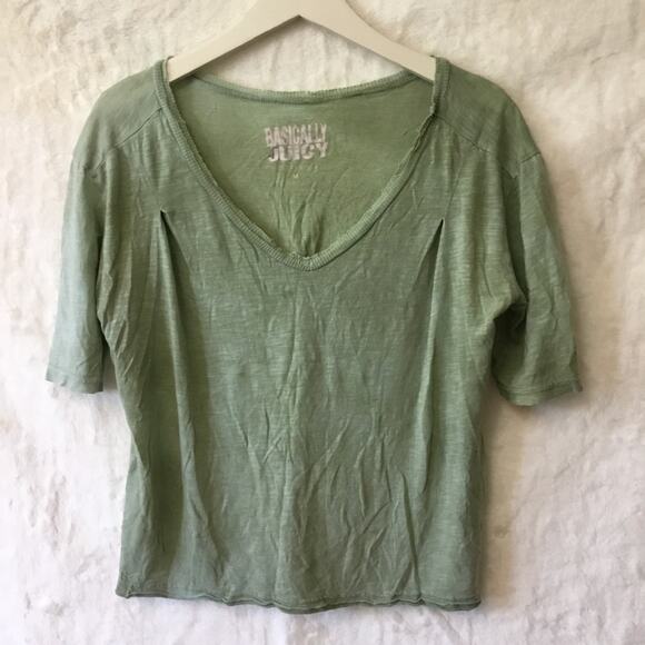 Juicy Couture Light Green V-Neck Tee - Picture 1 of 15
